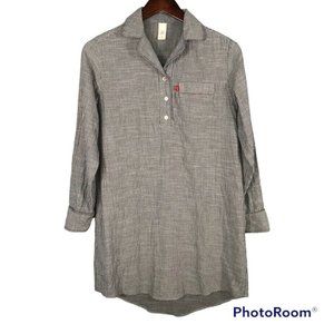 Levi's Women's Knee Length Shirt Dress XS Extra Small 3/4 Sleeve Stripes Gray